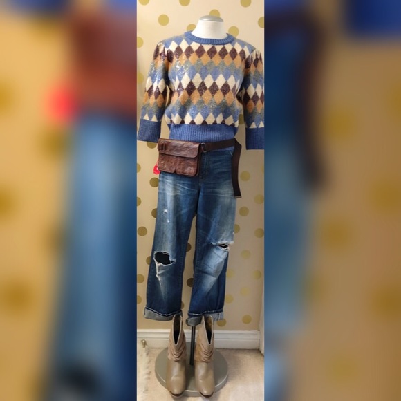 Zara Sweaters - ZARA - Sequin Argyle Sweater